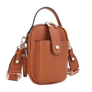 Mali + Lili GAIL Phone Crossbody Bag with Dual Straps Tan Vegan Leather